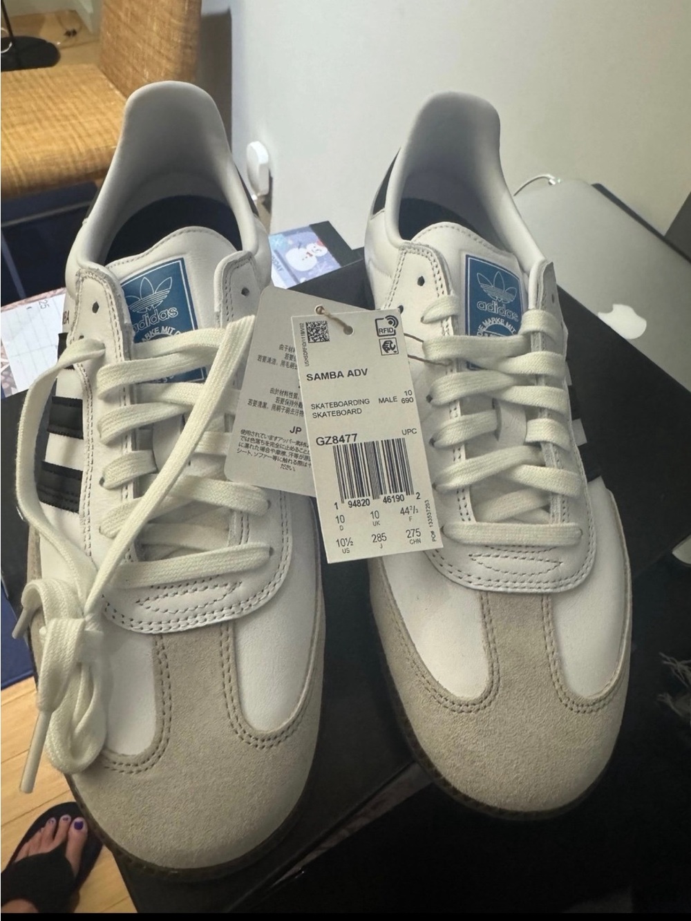 Unisex adidas Samba Leather Sneakers in White and Black